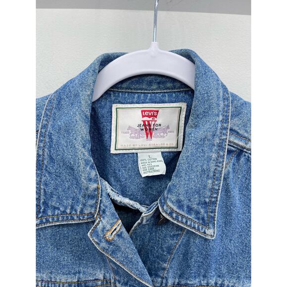 Vintage‎ 1996 Levi’s Jeans White Tab Denim Embroidered Logo Vest - Picture 4 of 7